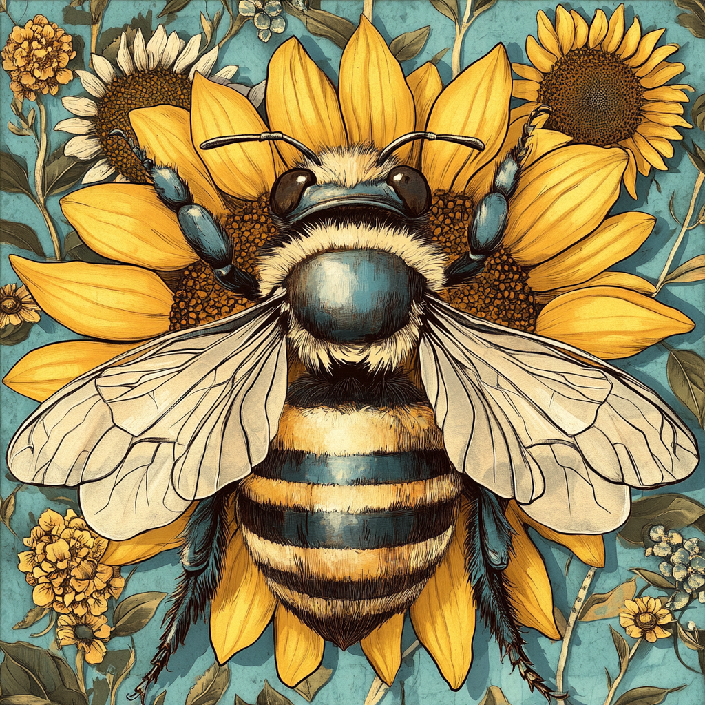 Sunflower And Bee Diamond Art Kit