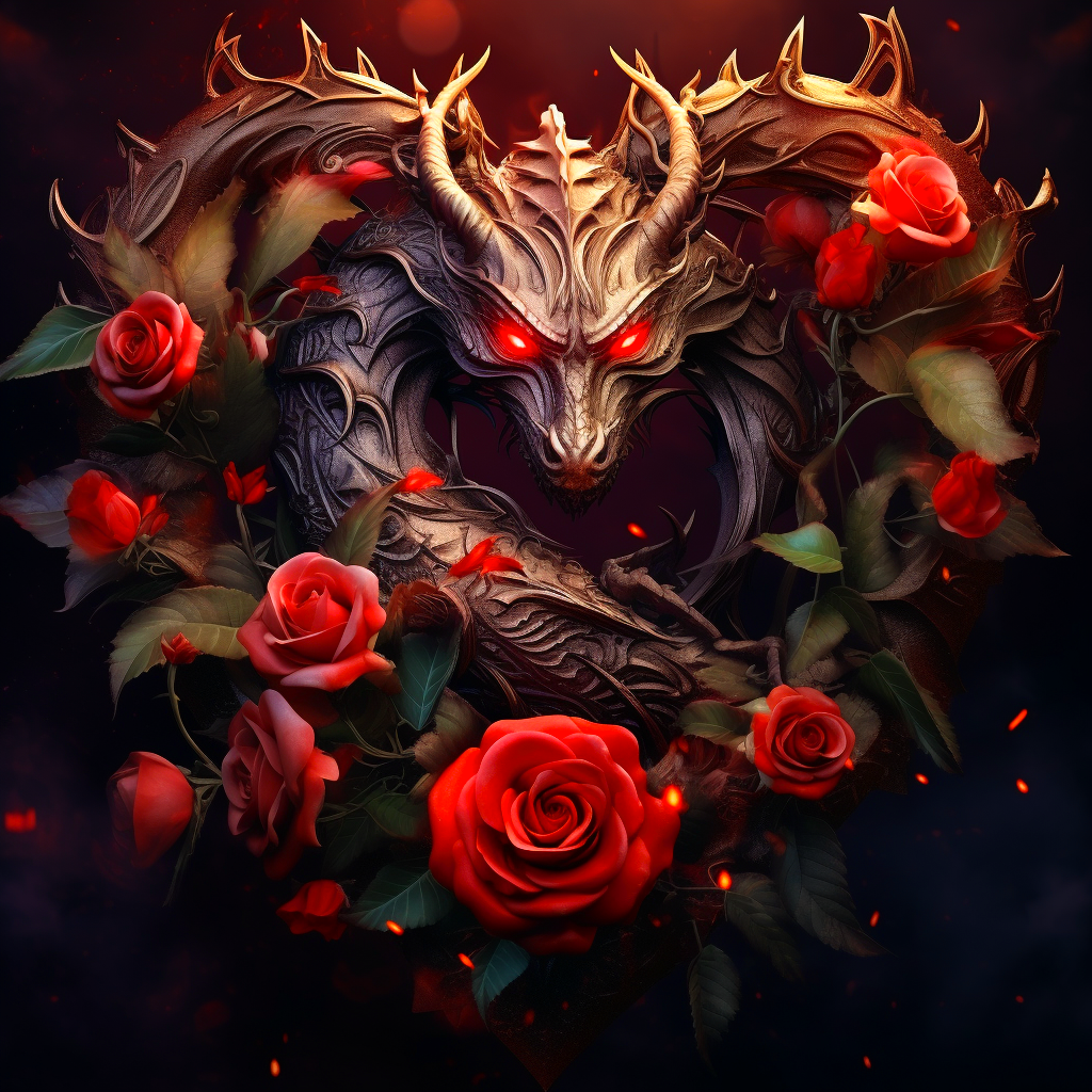 Glowing Eye Rose Dragon Wreath Diamond Art Kit