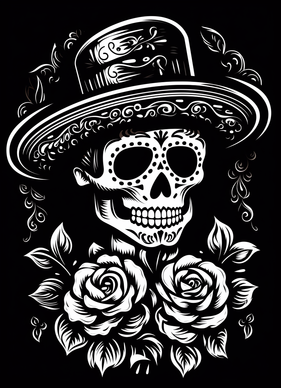 Black White Skull Roses Diamond Art Kit