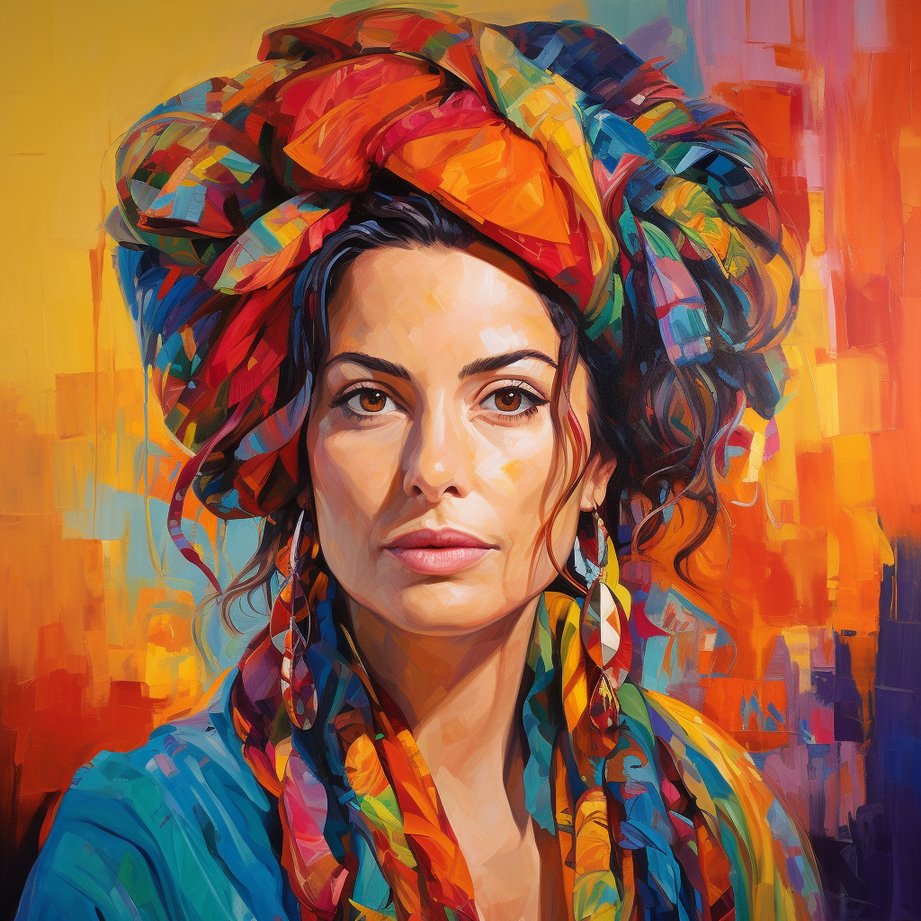 Colorful Orange Headscarf Woman Diamond Art Kit
