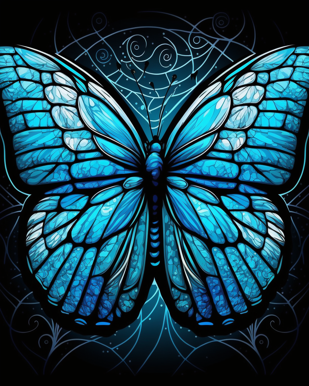 Abstract Shades Of Blue Butterfly Panel Diamond Art Kit