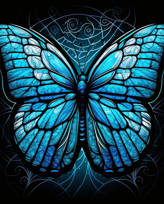 Abstract Shades Of Blue Butterfly Panel Diamond Art Kit