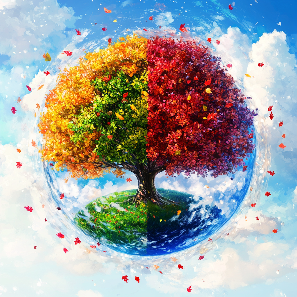Colorful Leaves Tree Circle Diamond Art Kit