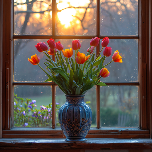Morning Light Vase Of Tulips Diamond Art Kit
