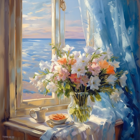 Blue Curtain Bouquet Diamond Art Kit