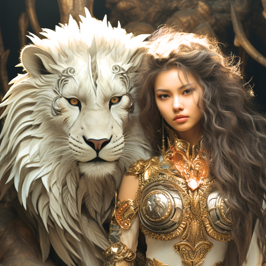 Mythical White Lion Girl Diamond Art Kit