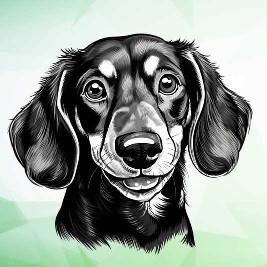 Black White Happy Dachshund Diamond Art Kit