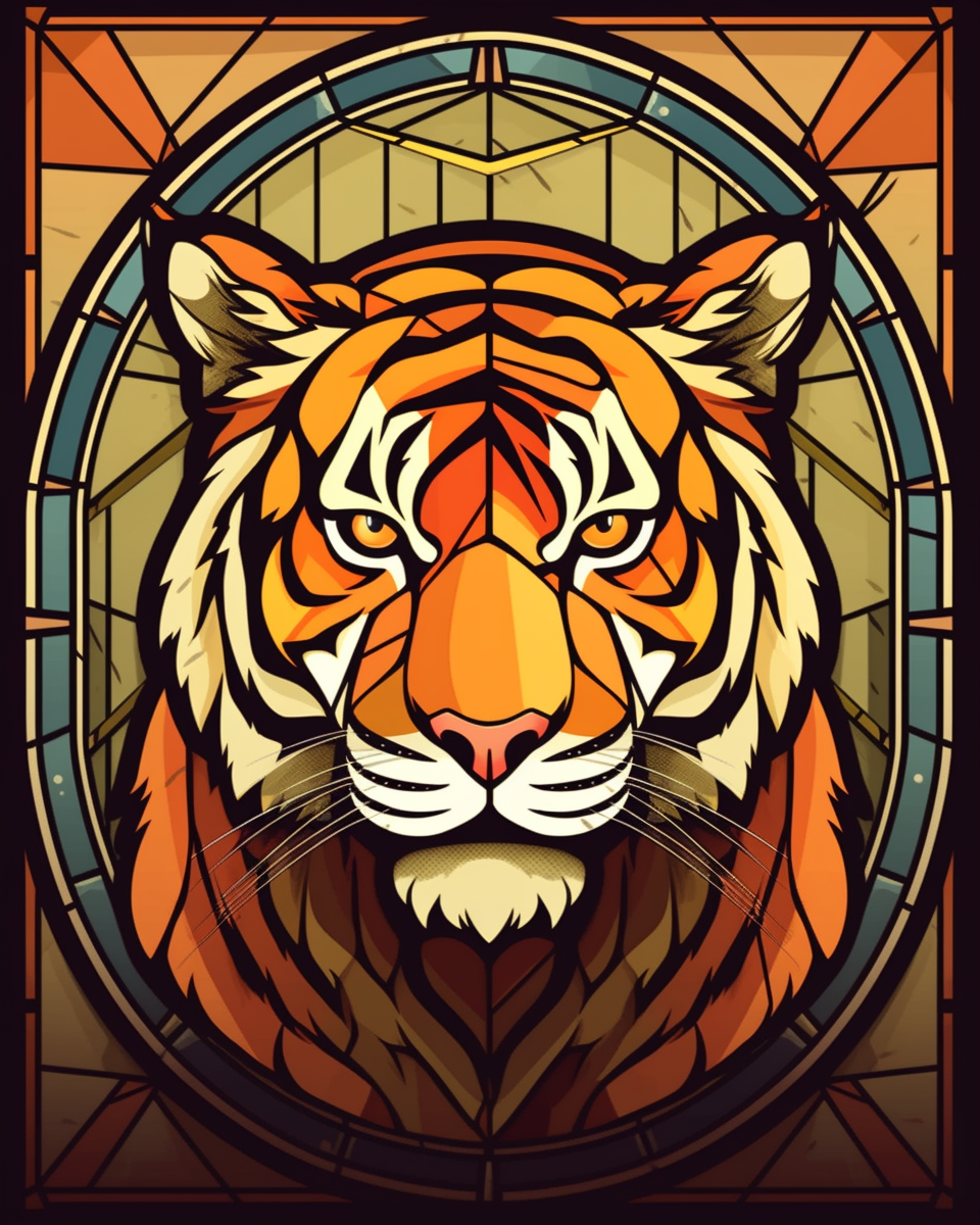 Abstract Oval Tiger Diamond Art Kit