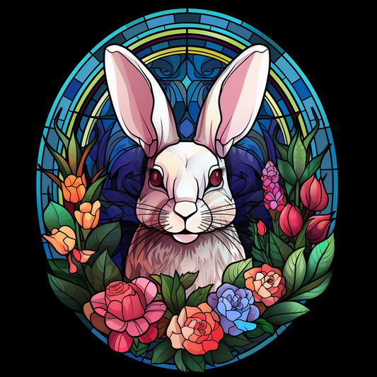 Abstract Rabbit Flower Oval Diamond Art Kit