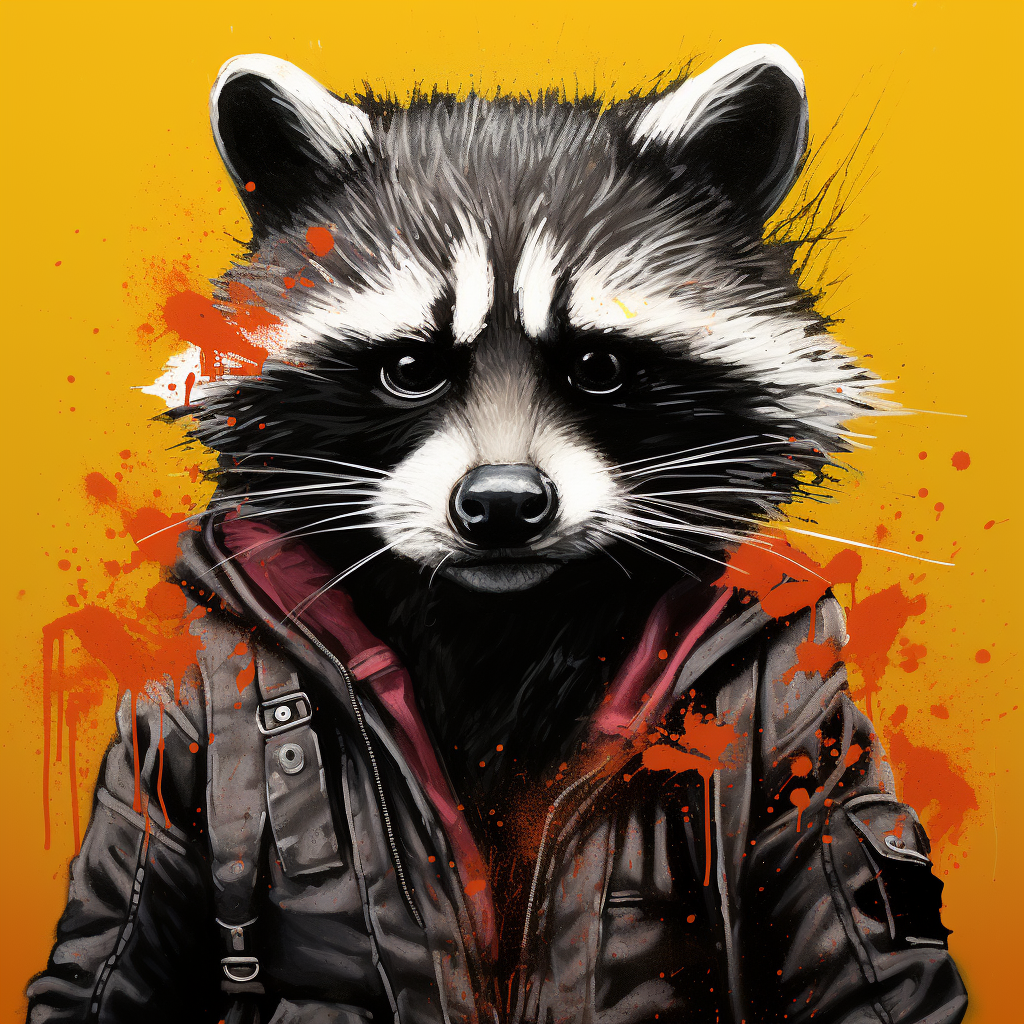 Leather Jacket Raccoon Diamond Art Kit