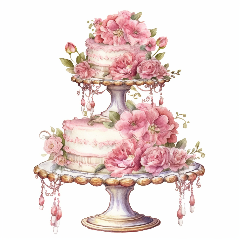 Pink Flower Two Tier Cake Diamond Art Kit