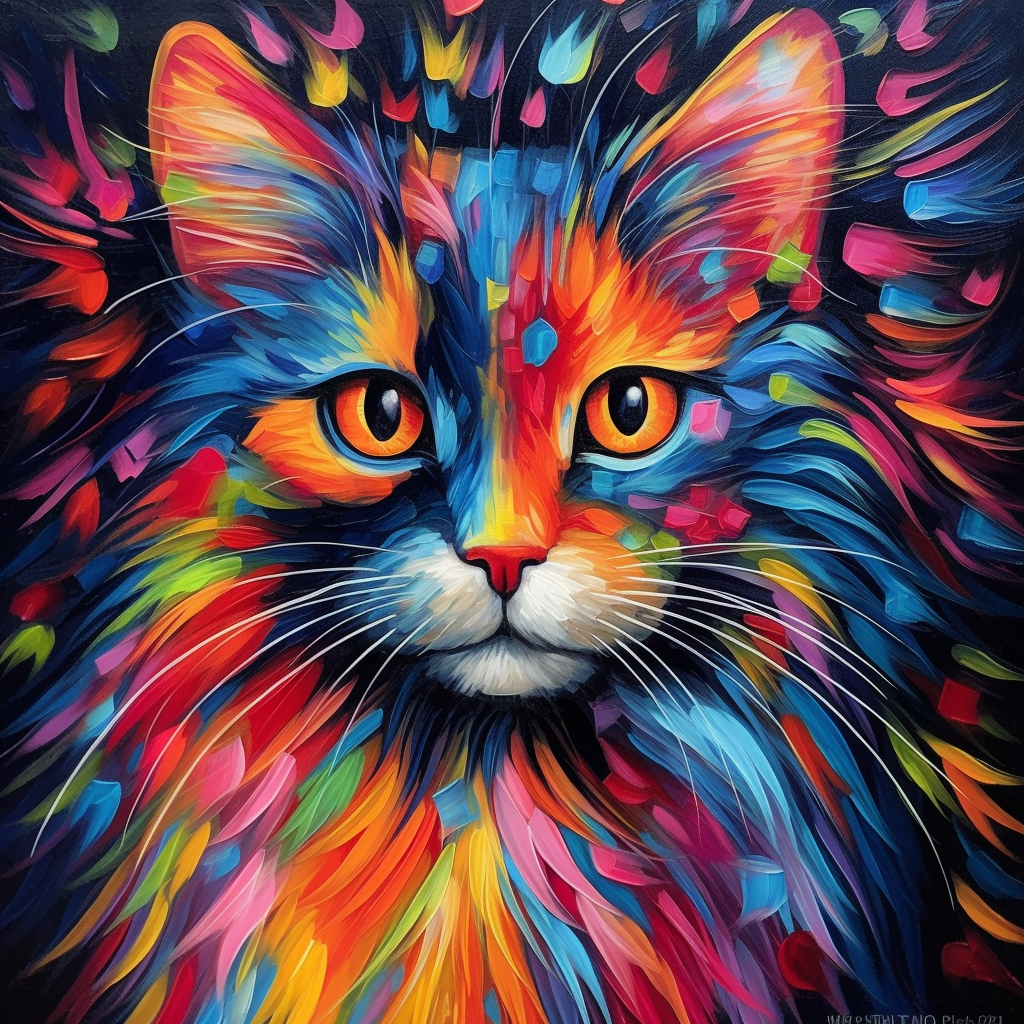 Feathery Paint Cat Diamond Art Kit
