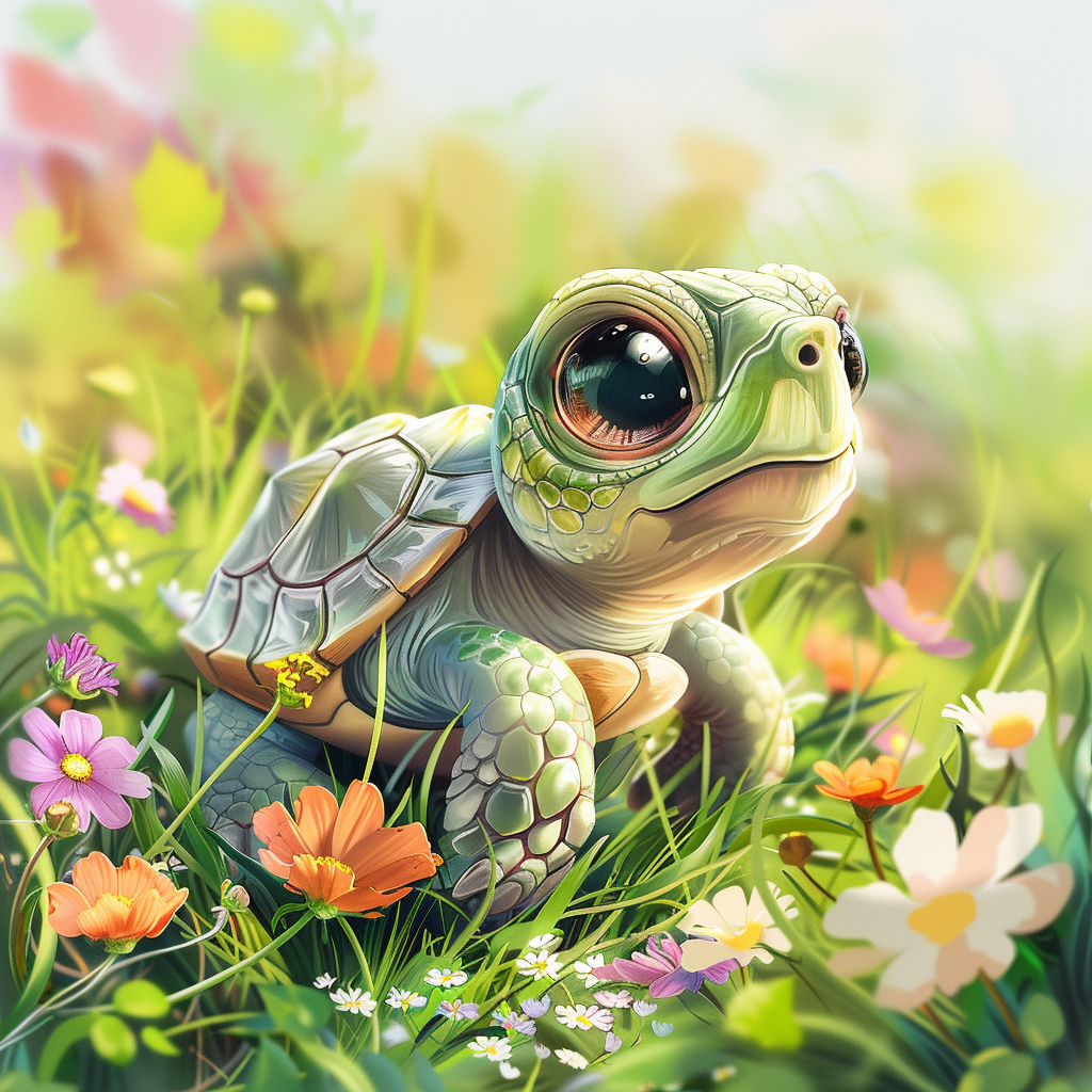 Green Grass Flowers Turtle Diamond Art Kit