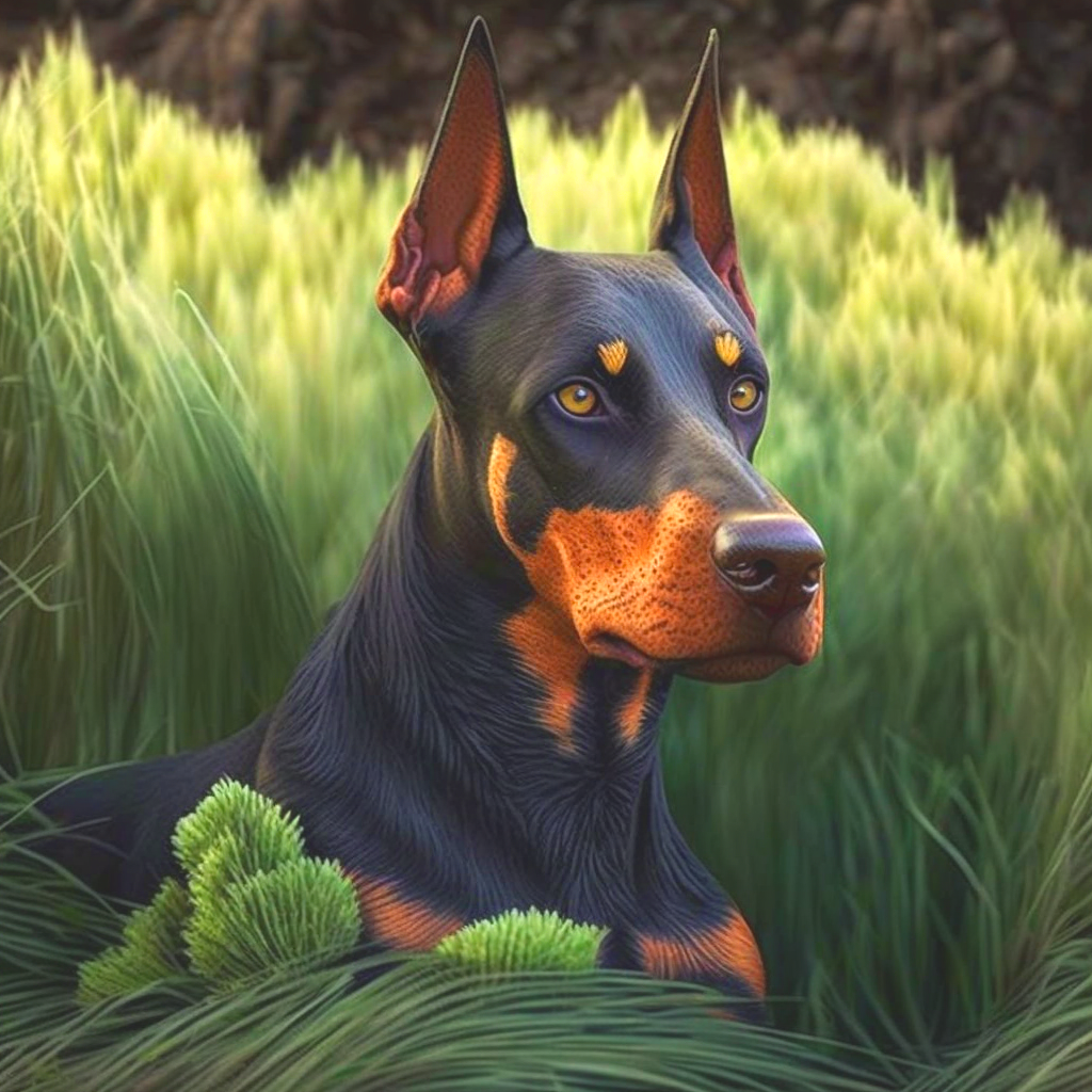Doberman In The Grass Diamond Art Kit