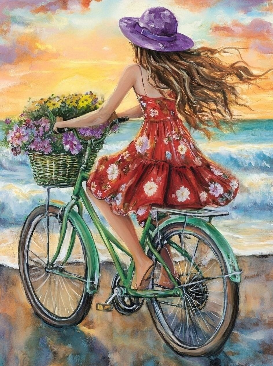 Green Beach Bike Diamond Art Kit