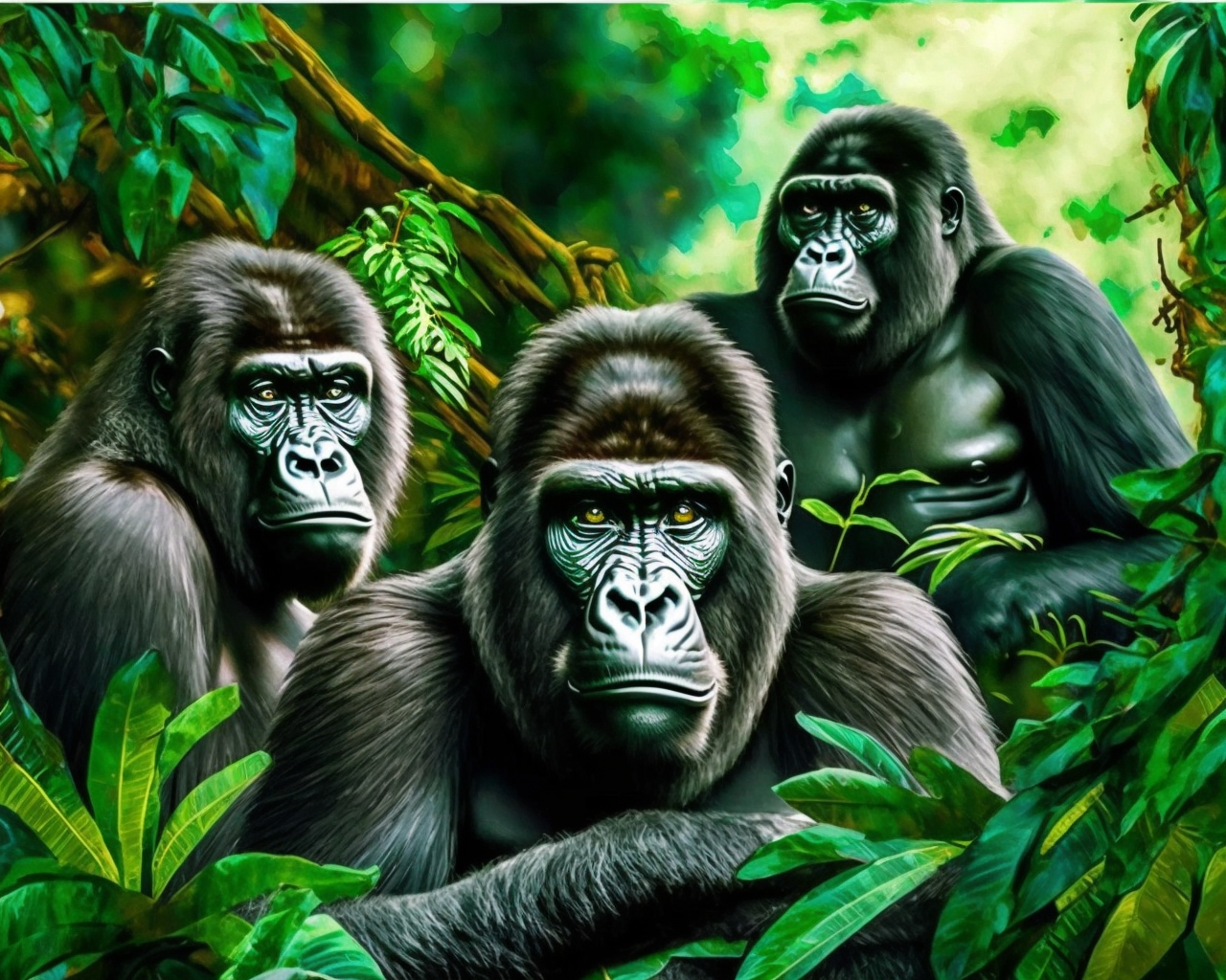 Three Jungle Gorillas Diamond Art Kit