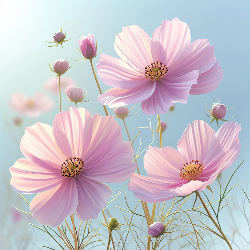 Pink Flowers In The Sun Diamond Art Kit