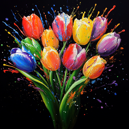 Tulip Bunch Splatter Diamond Art Kit