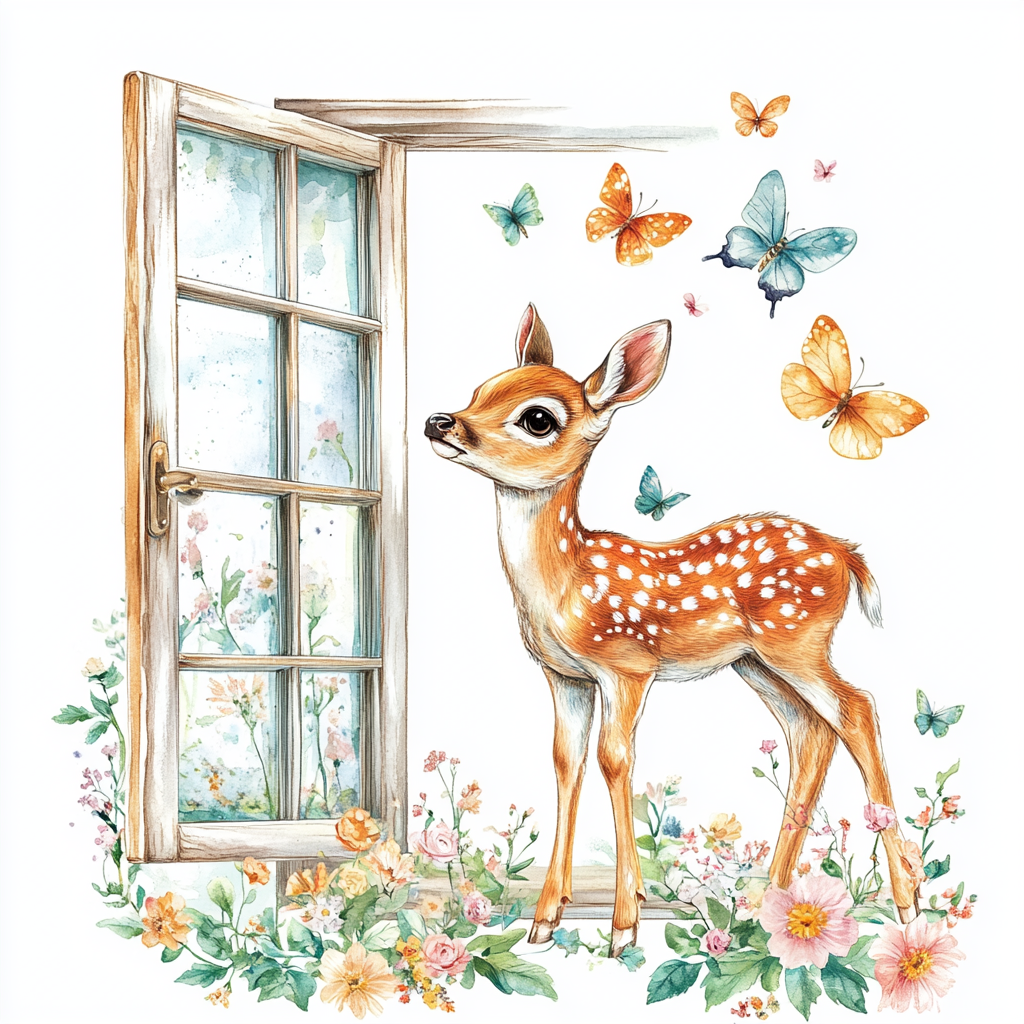 Open Door Fawn And Butterflies Diamond Art Kit