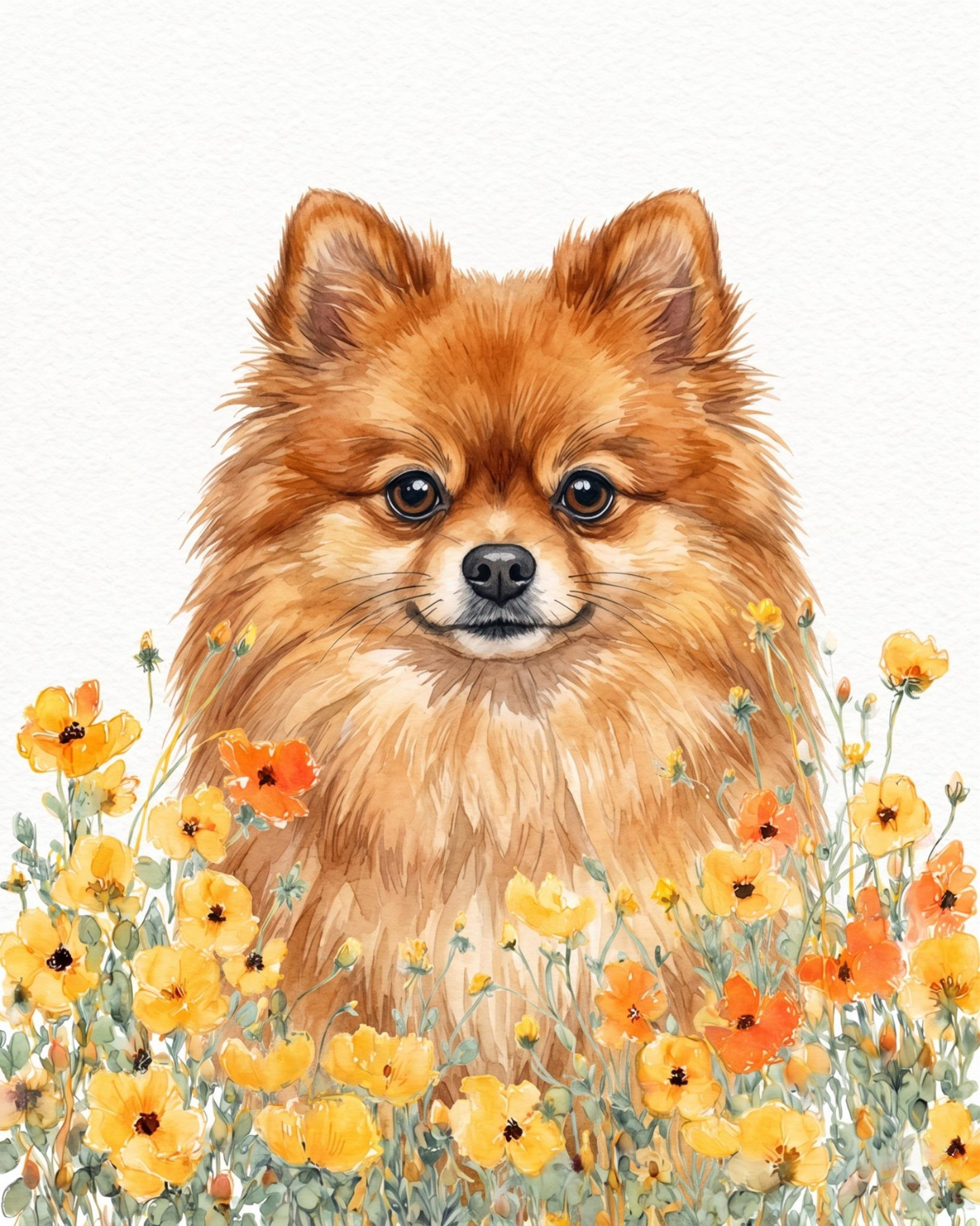Yellow Poppies Pomeranian Diamond Art Kit