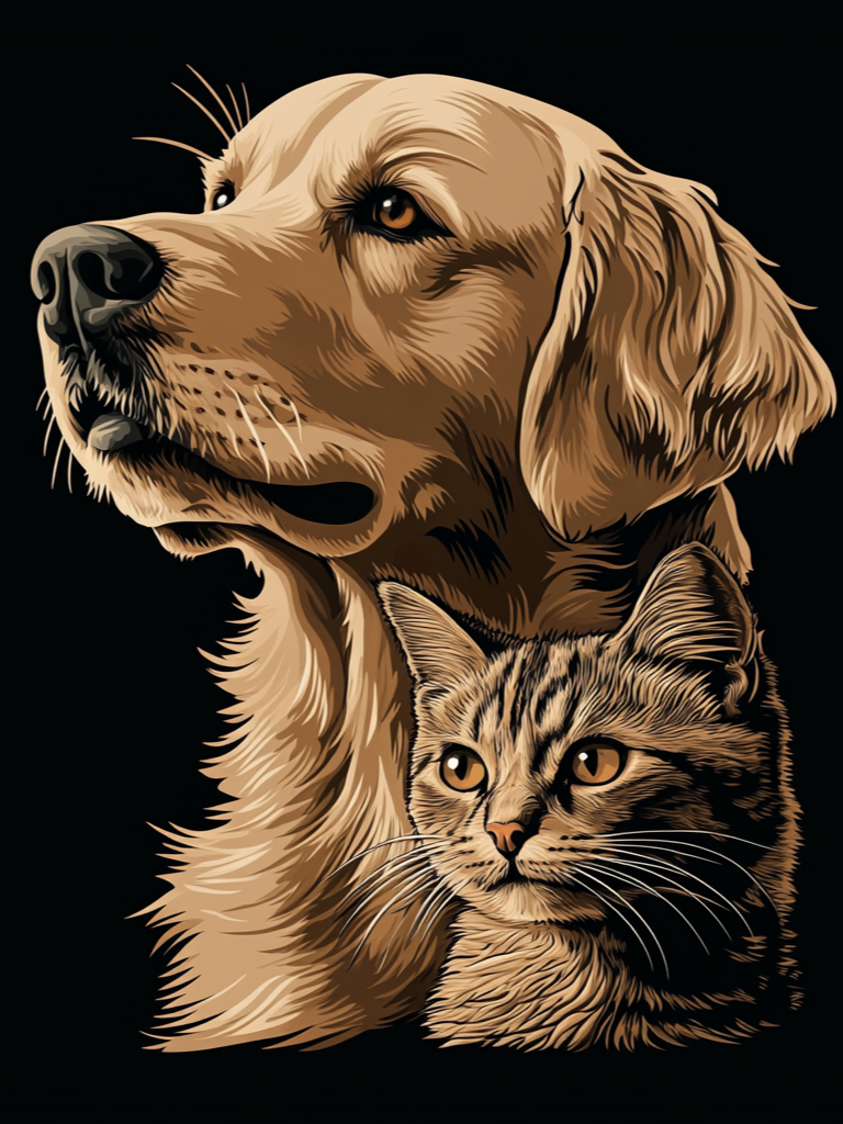 Lab And Short Hair Cat Diamond Art Kit