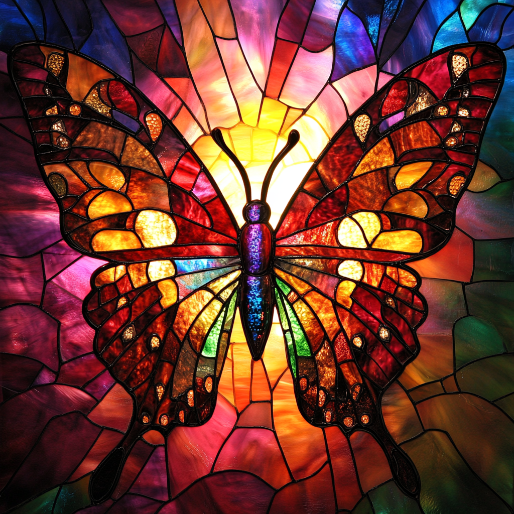 Butterfly And Glowing Background Diamond Art Kit