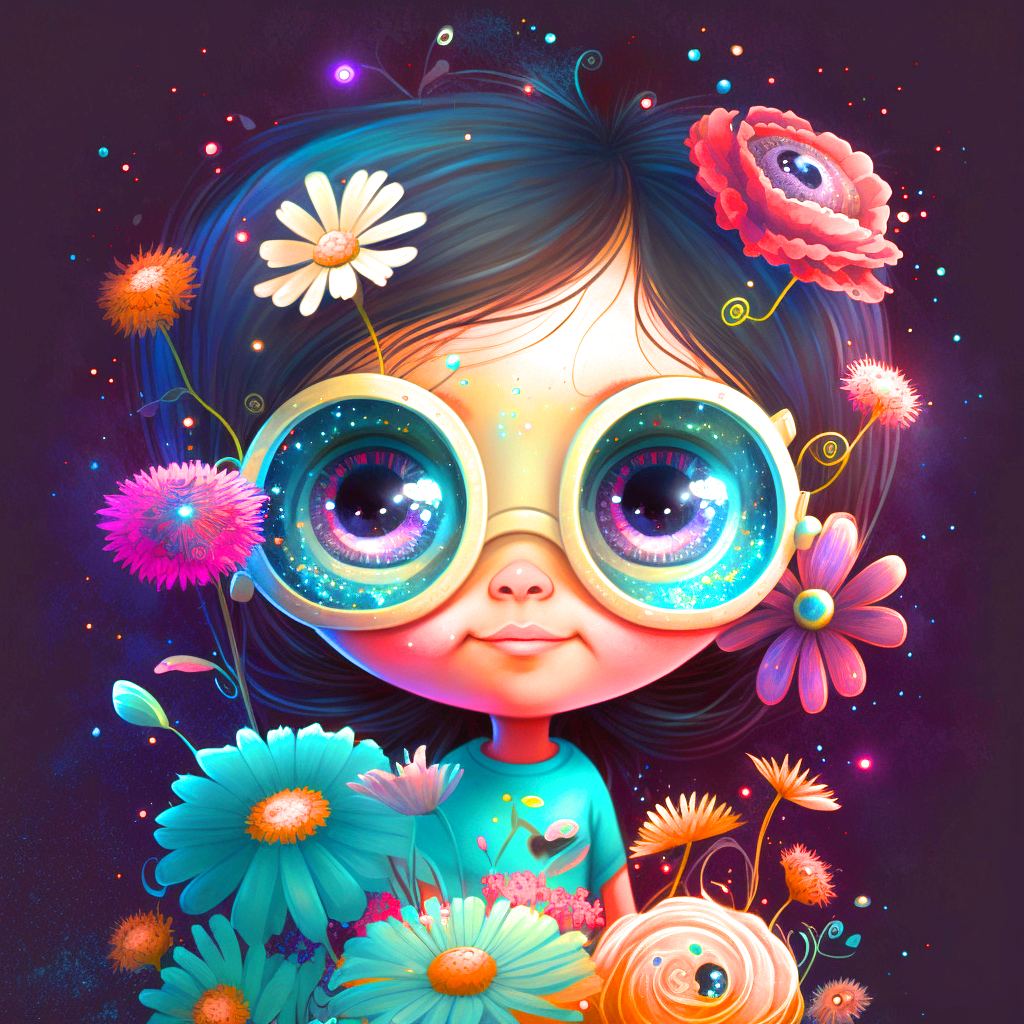 Wide Eyeglasses Girl Diamond Art Kit