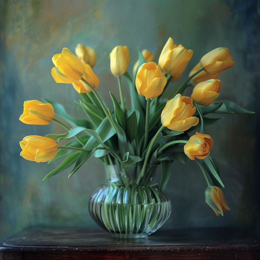 Glass Vase Of Yellow Tulips Diamond Art Kit