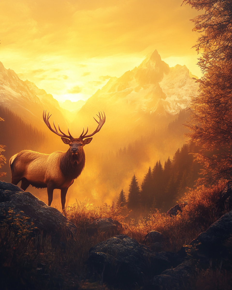 Sunset Mountain Behind The Elk Diamond Art Kit