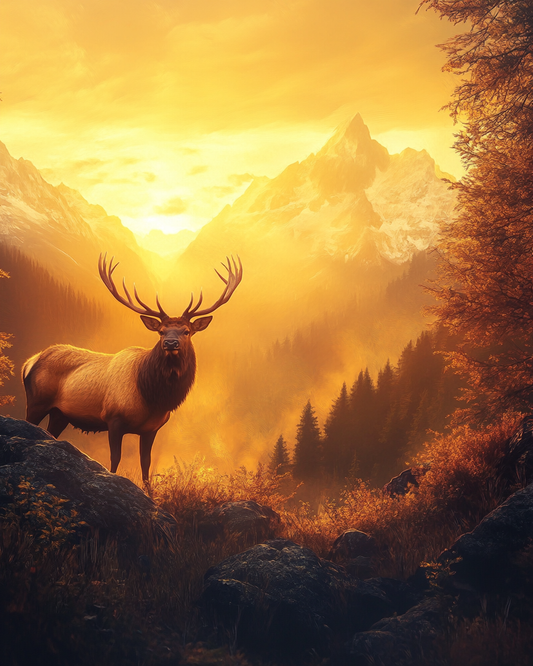 Sunset Mountain Behind The Elk Diamond Art Kit