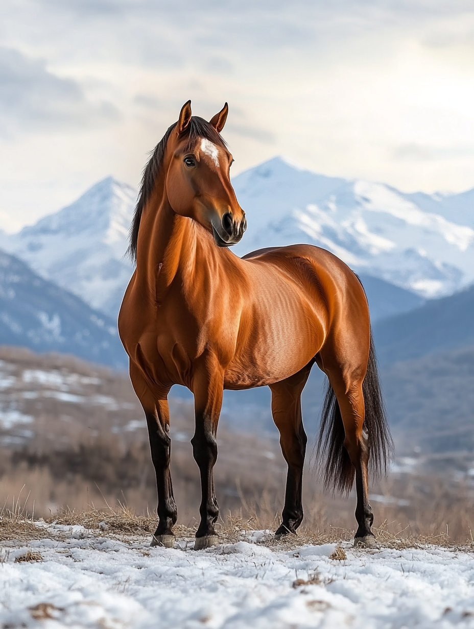Brown Horse In The Snow Diamond Art Kit