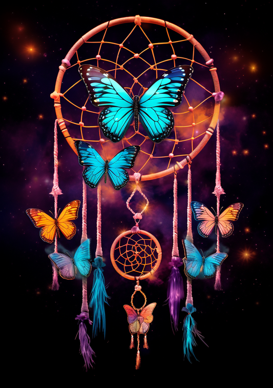 Large Aqua Butterfly Dreamcatcher Diamond Art Kit