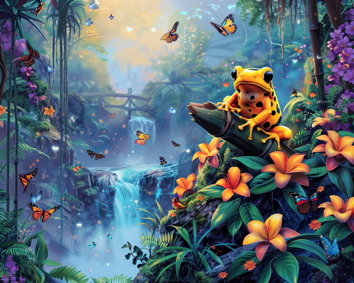 Orange Flower Frog Diamond Art Kit