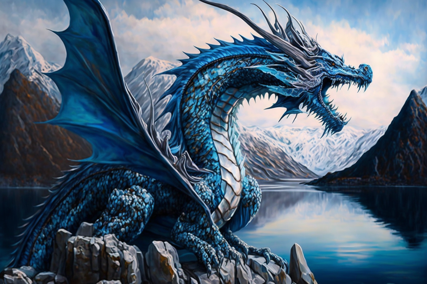 Blue Scaled Dragon Diamond Art Kit