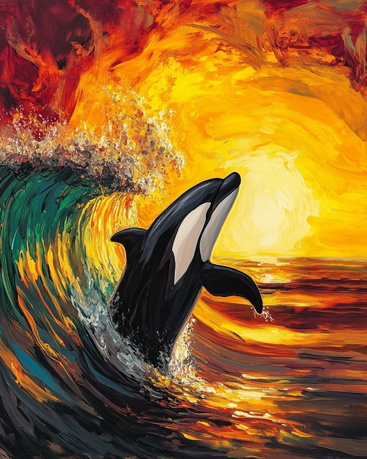 Sunset Wave Orca Diamond Art Kit