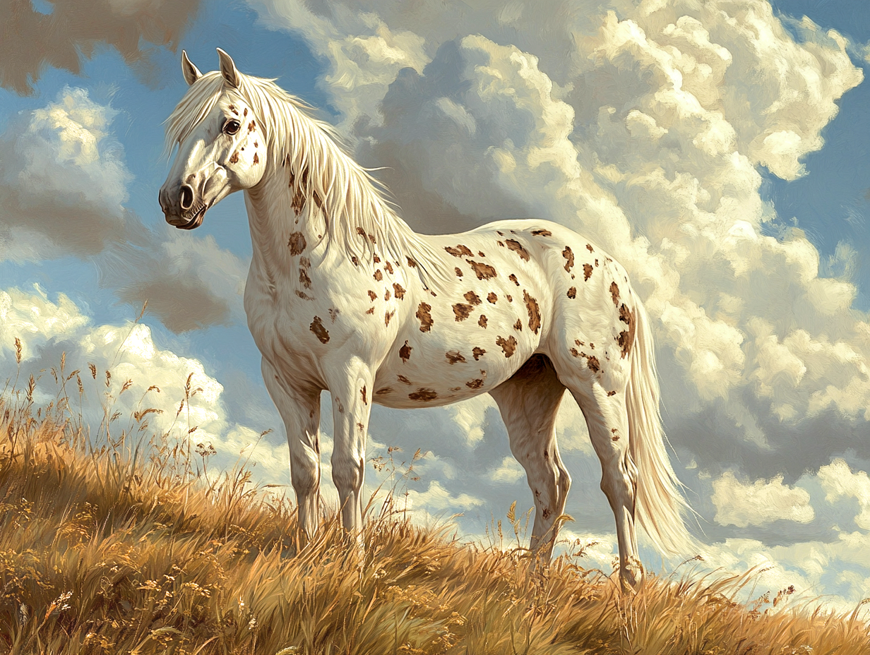 Clouded Sky White Spotted Mare Diamond Art Kit