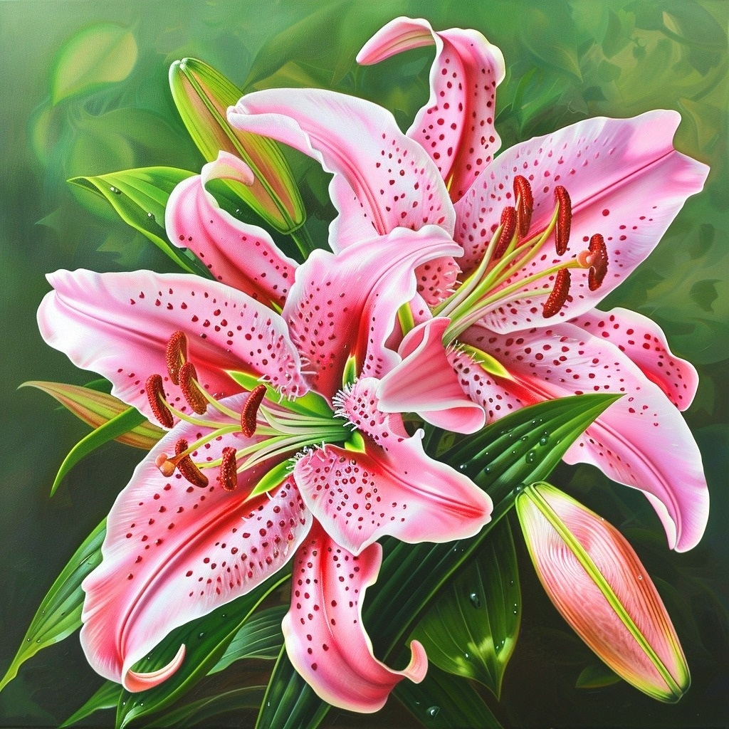 Pink Star Lilies Diamond Art Kit