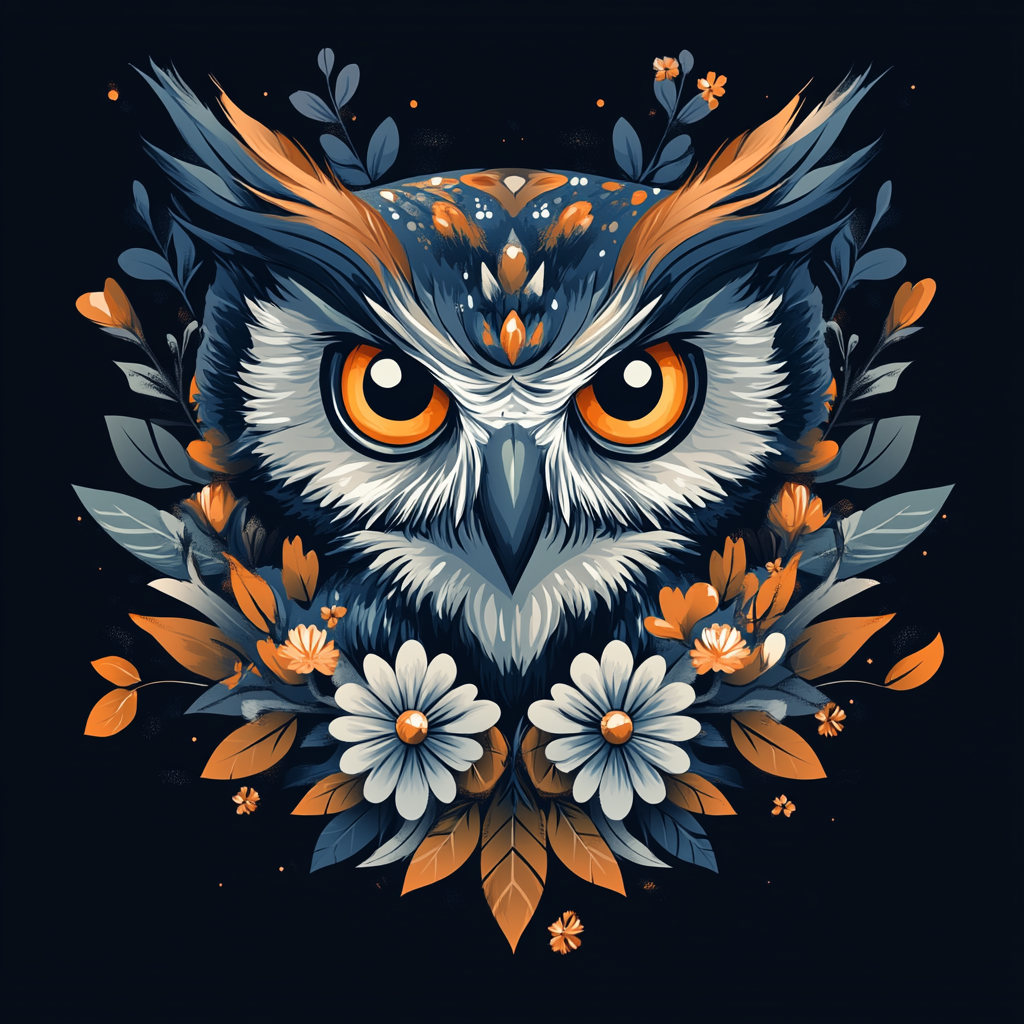 Brown Flower Owl Diamond Art Kit