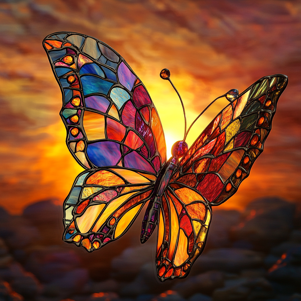 Fiery Sunset Abstract Butterfly Diamond Art Kit