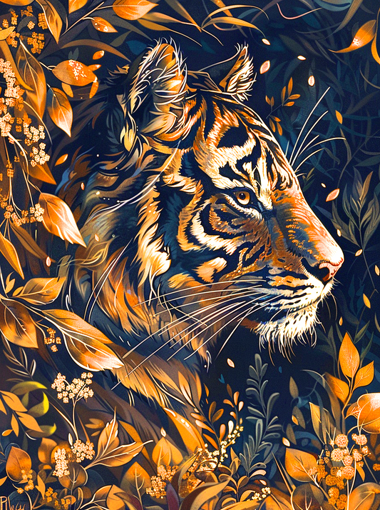 Side Profile Gold Tiger Diamond Art Kit