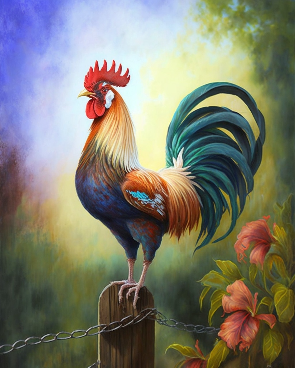Fencepost Rooster Diamond Art Kit