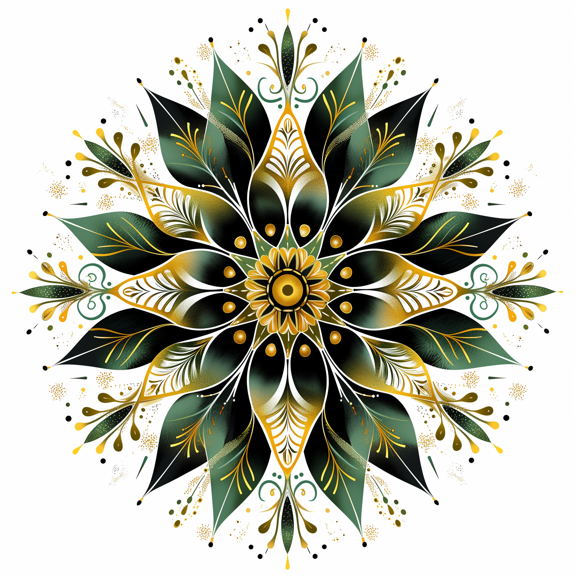 Green Black Flower Abstract Diamond Art Kit