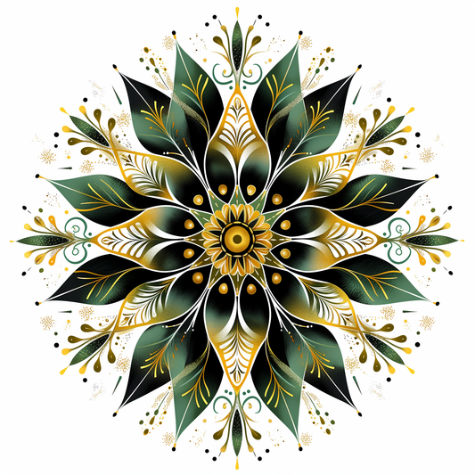 Green Black Flower Abstract Diamond Art Kit
