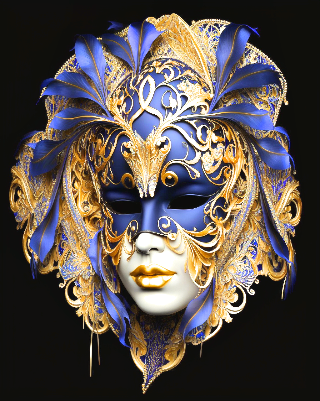 Gold Lip Blue Gold Mask Diamond Art Kit