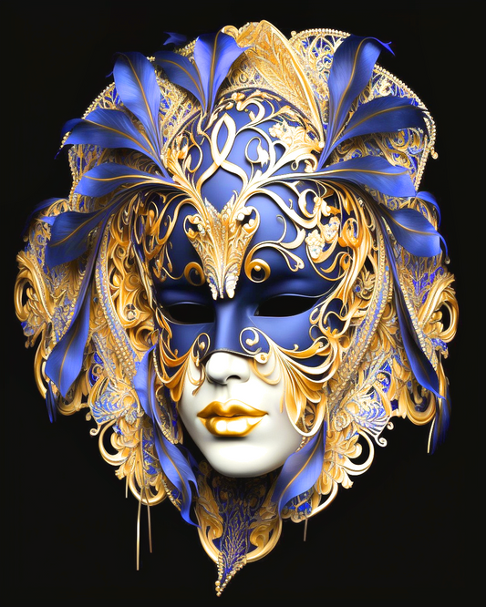 Gold Lip Blue Gold Mask Diamond Art Kit