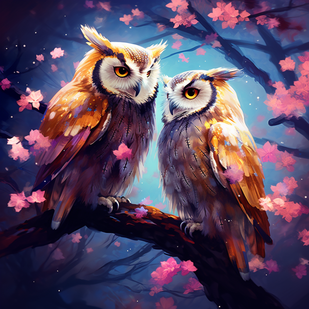 Abstract Owls On A Branch Diamond Art Kit