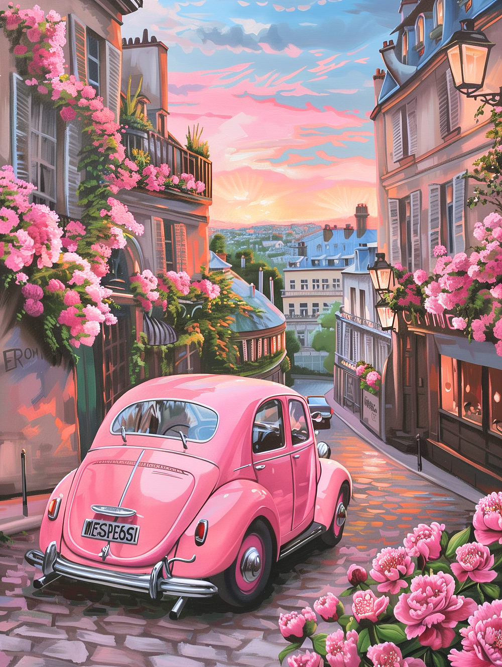 Pink Flower Pink Vw Diamond Art Kit