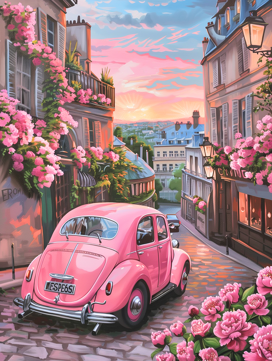 Pink Flower Pink Vw Diamond Art Kit