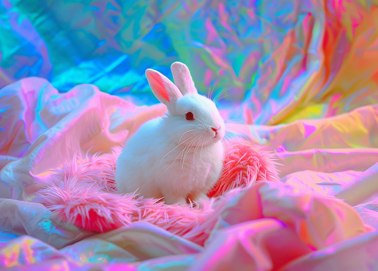 White Rabbit In Bright Colors Diamond Art Kit