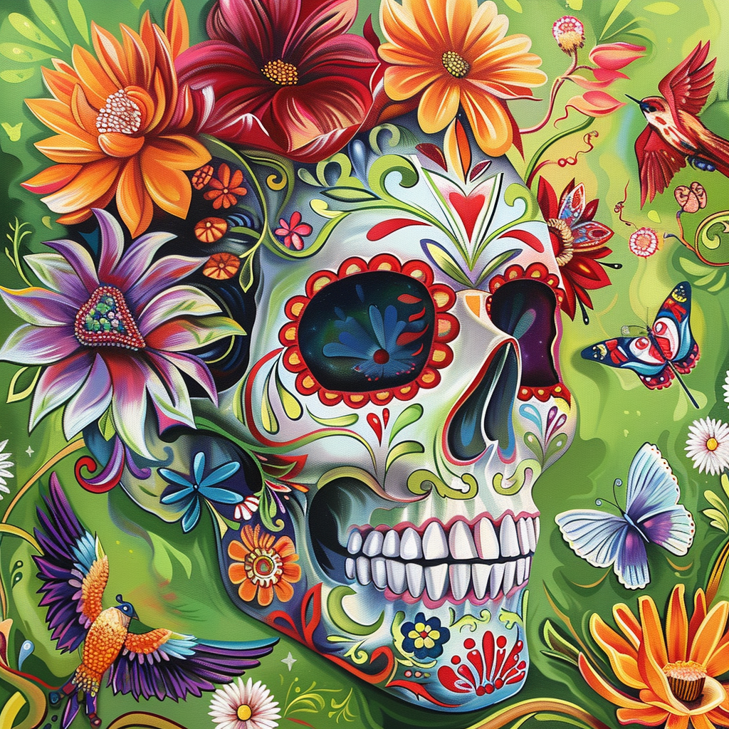 Flower Crown Skull Diamond Art Kit